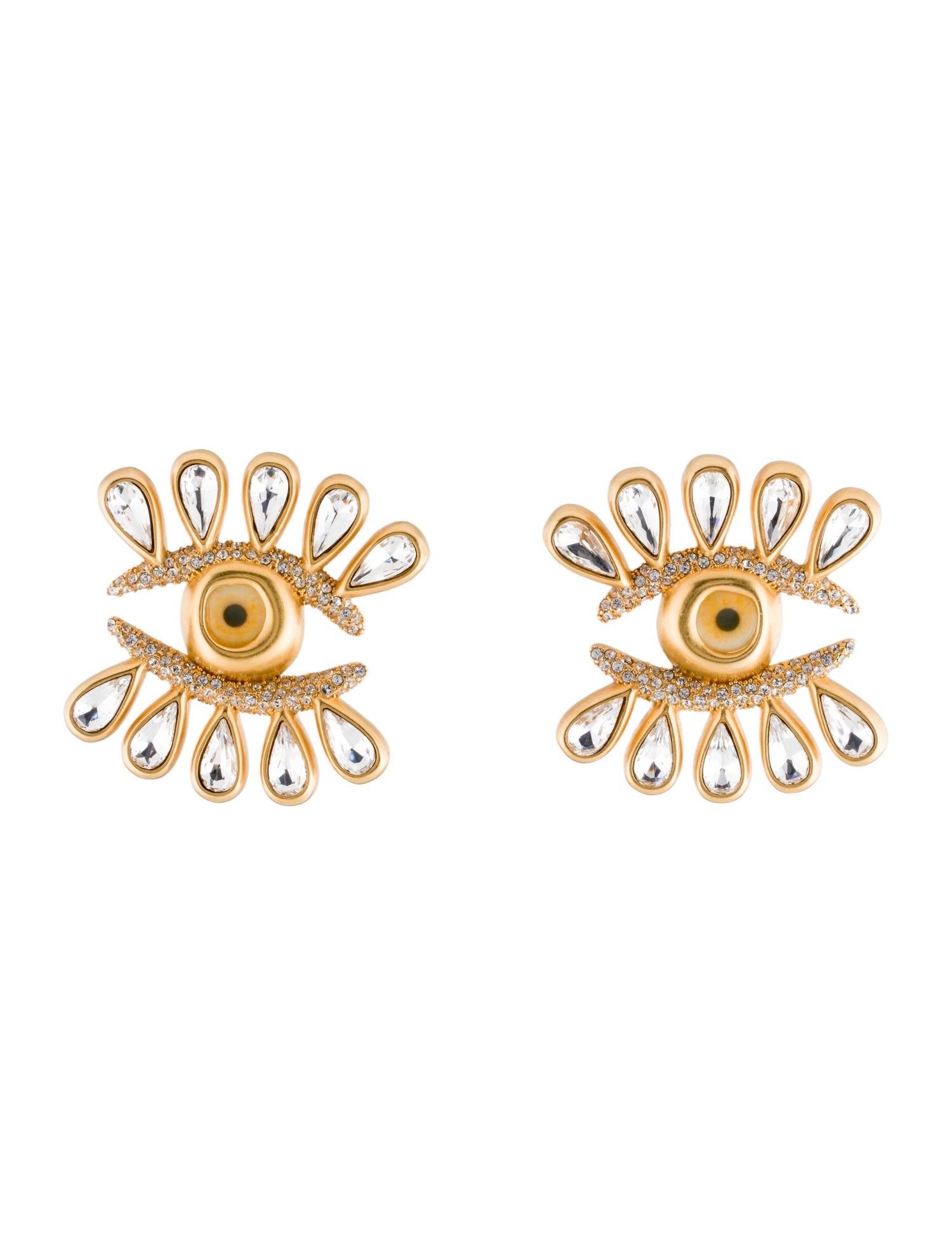 Schiaparelli Crystal Eyelash Earclip Earrings