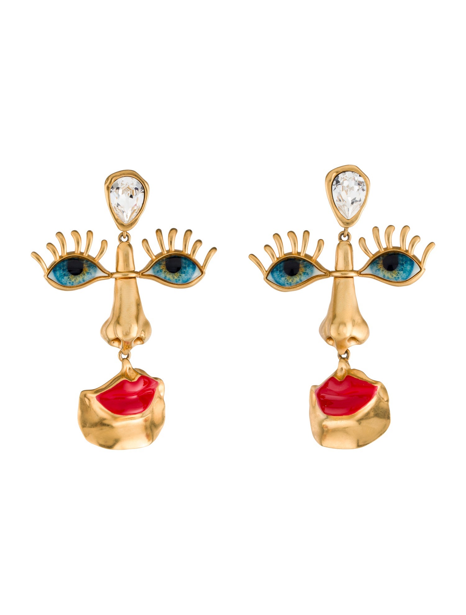 Schiaparelli Enamel & Resin Visage Drop Earrings
