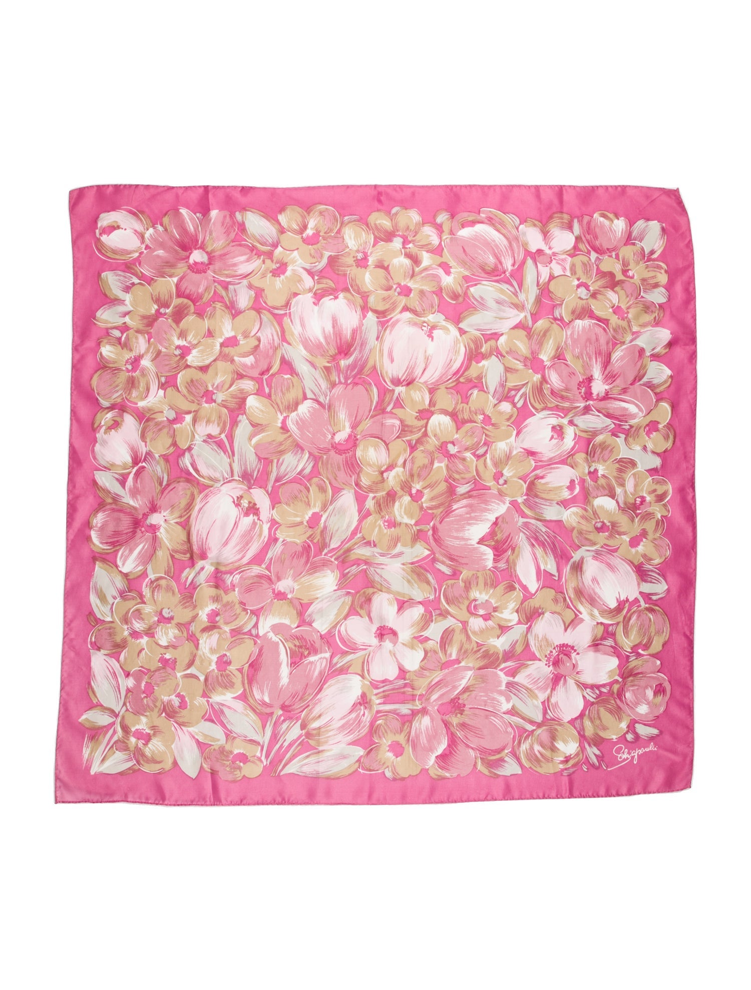 Schiaparelli Silk Floral Print Scarf