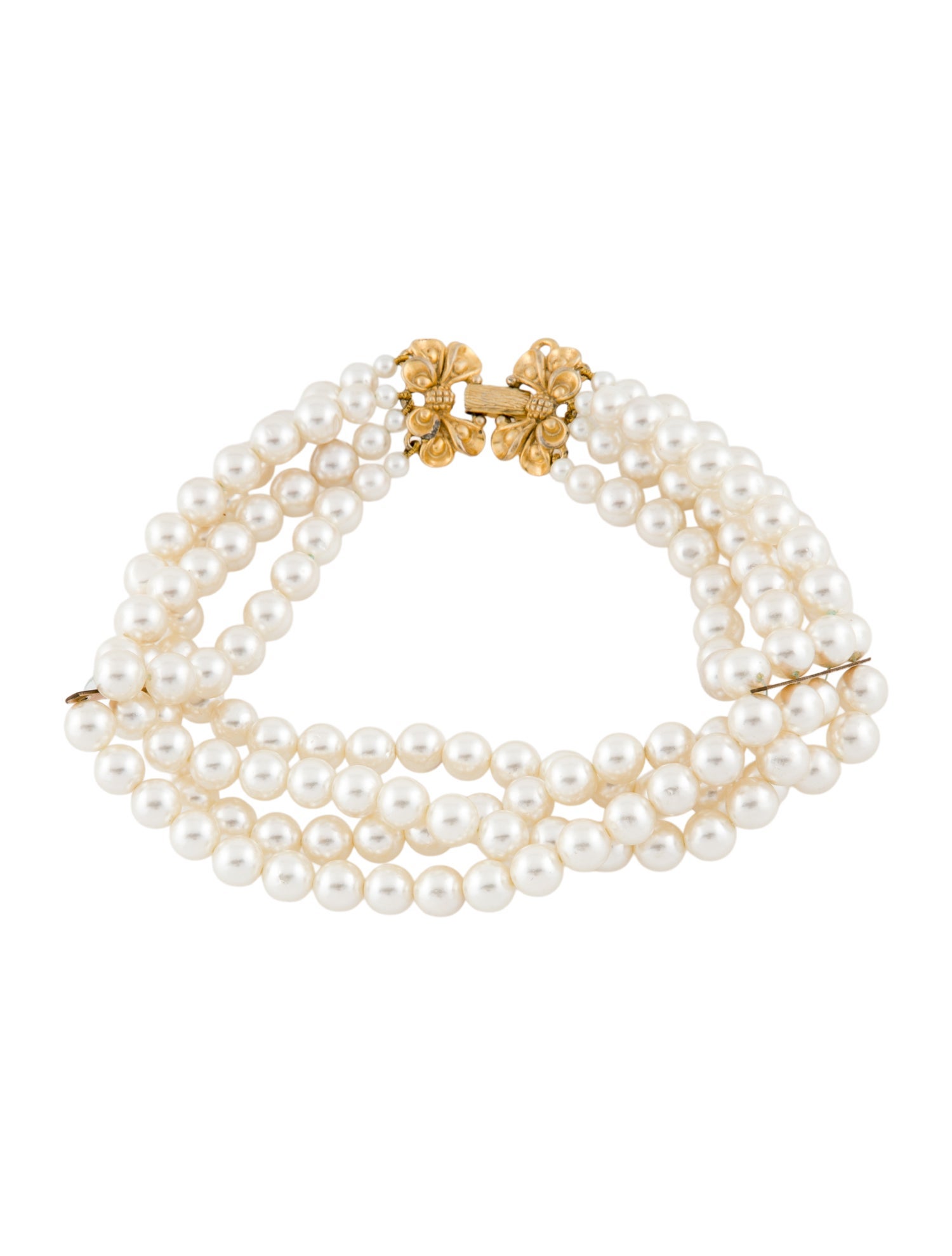 Schiaparelli Faux Pearl Collar Multistrand Necklace