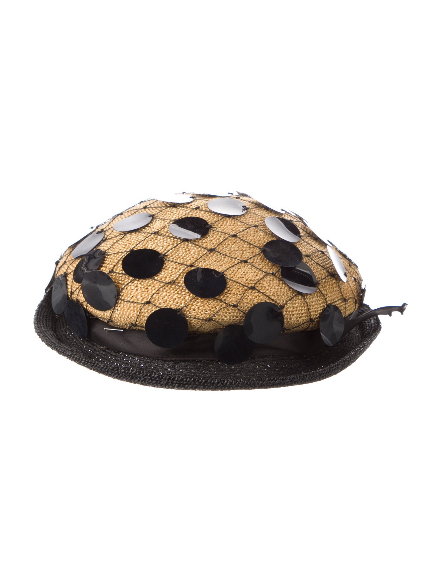 Schiaparelli Straw Sequin Fascinator Hat