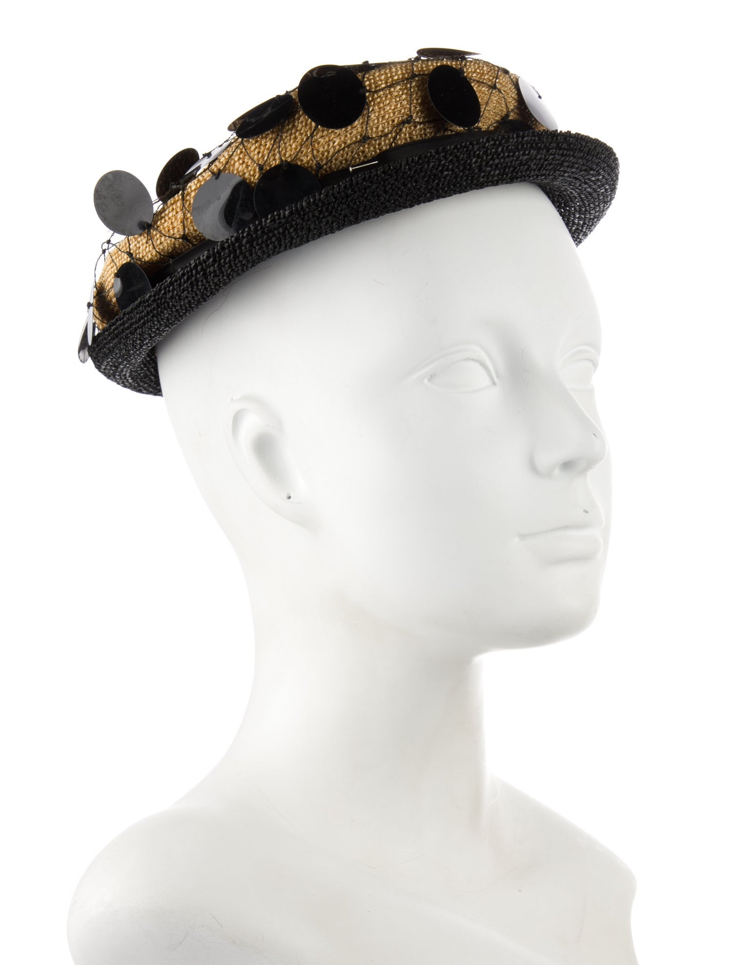 Schiaparelli Straw Sequin Fascinator Hat