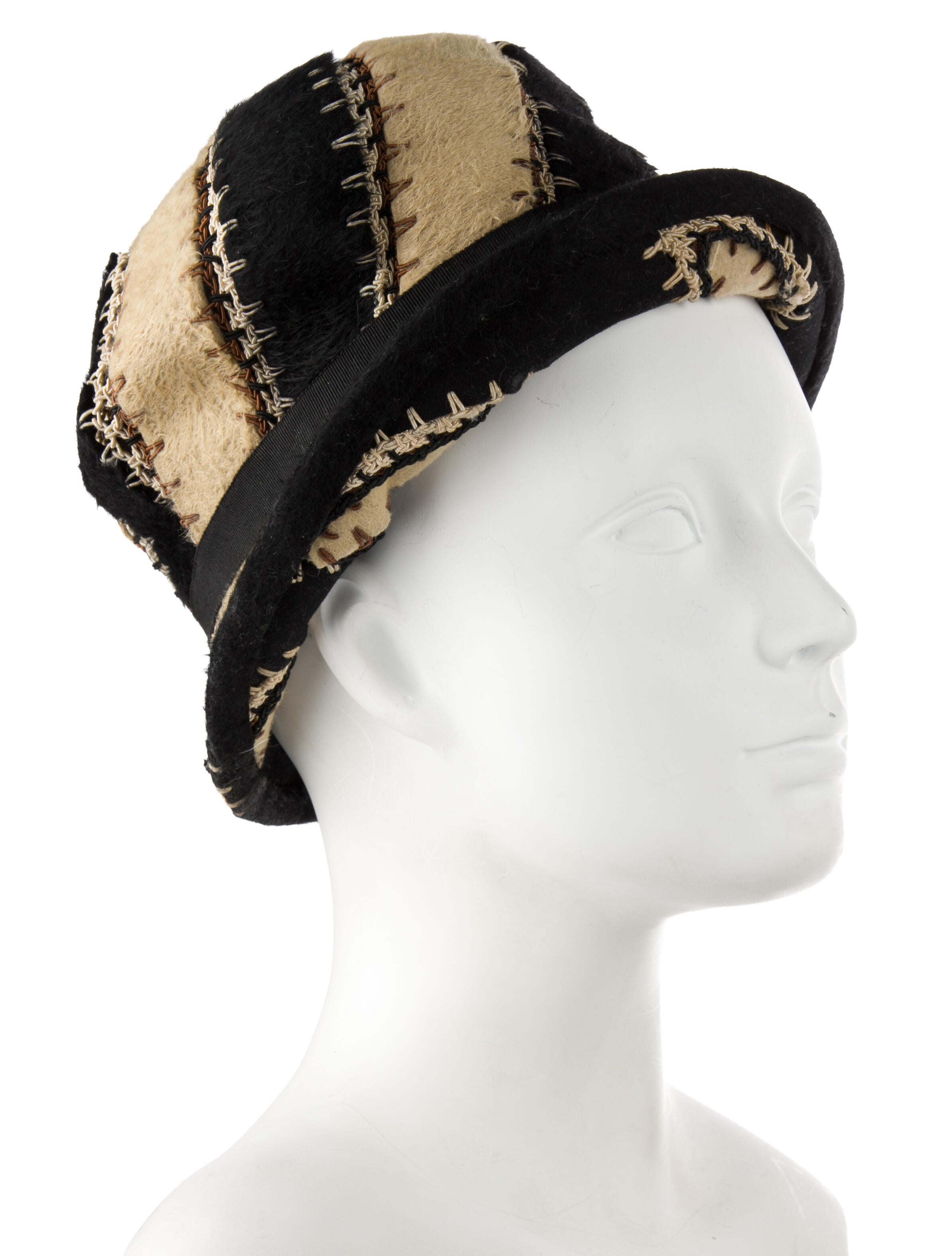 Schiaparelli Felt Patchwork Cloche Hat
