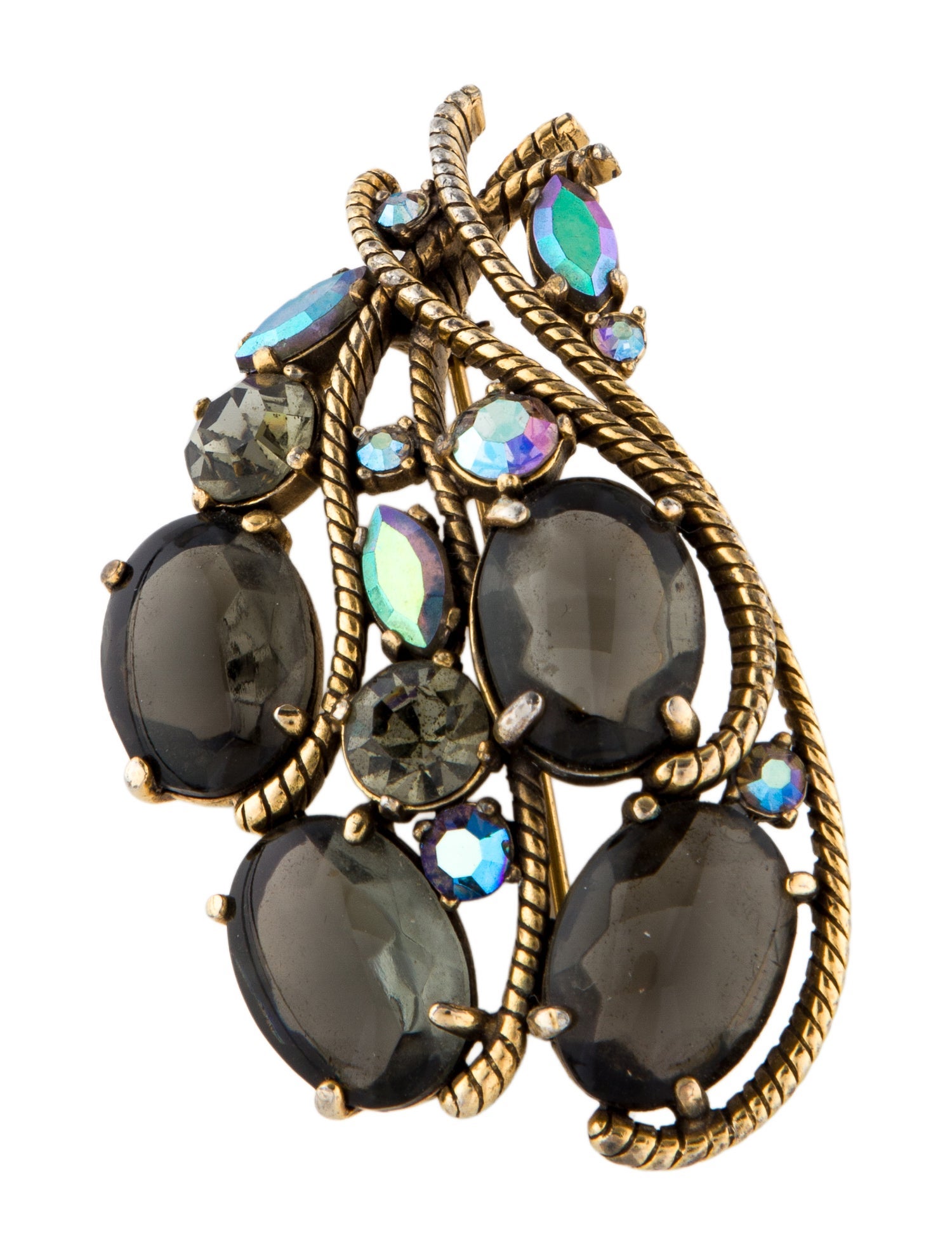 Schiaparelli Vintage Crystal & Resin Plume Brooch
