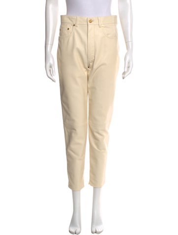 Pre-owned Schiaparelli Lamb Leather Pants In Neutral