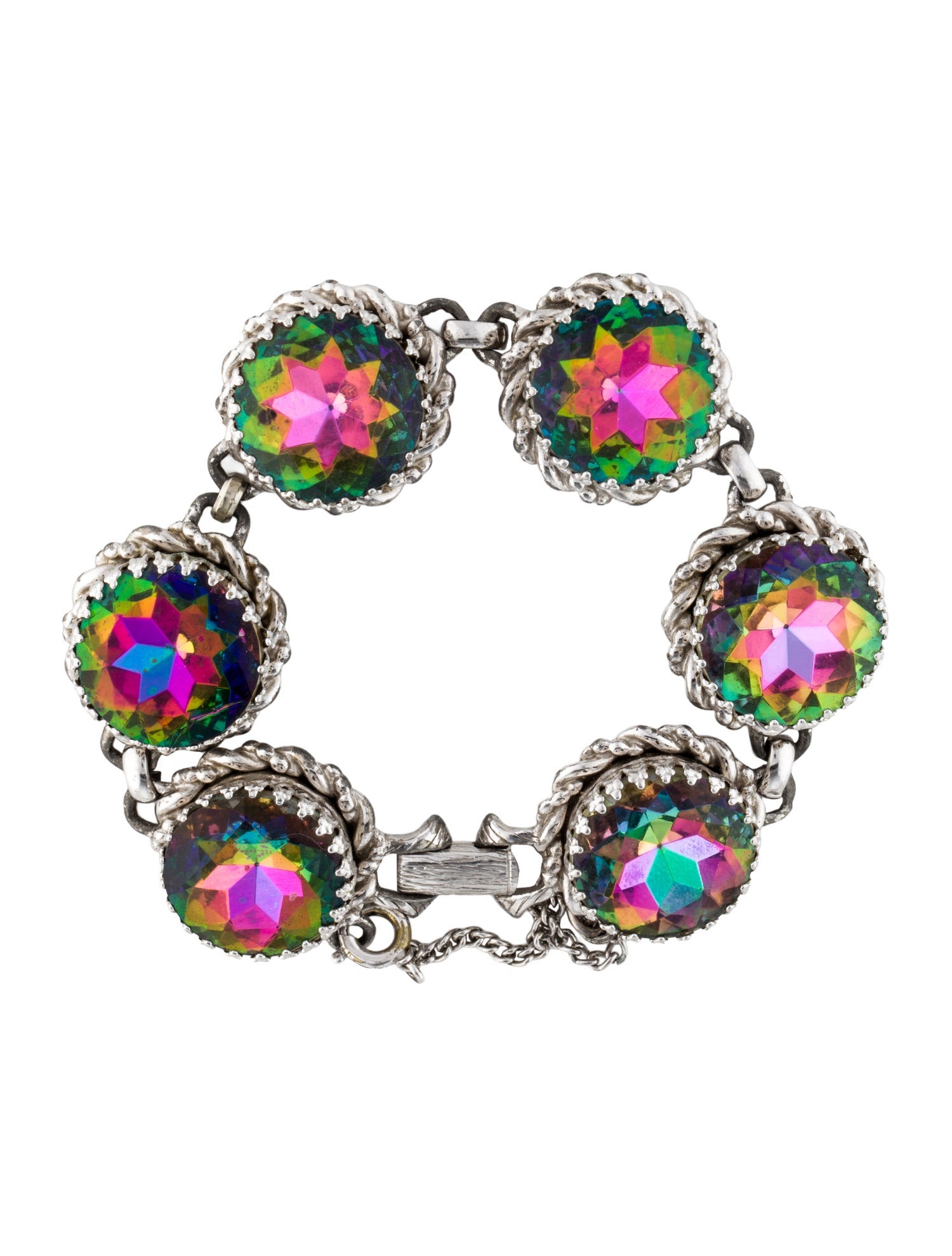 Schiaparelli Crystal Watermelon Stone Station Bracelet