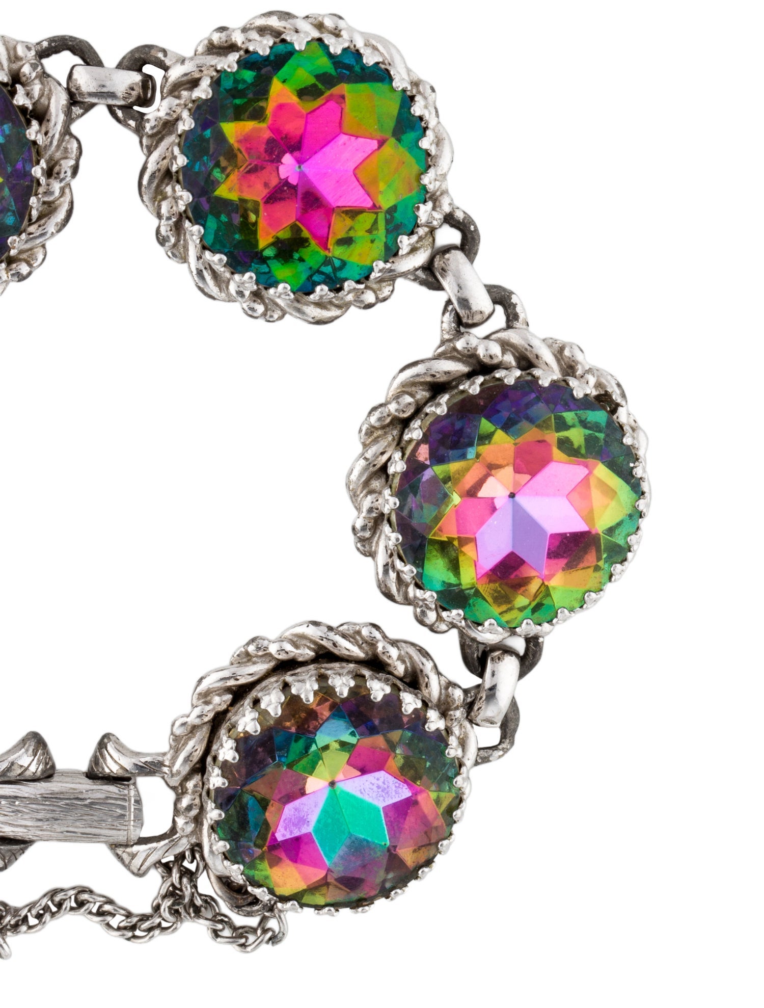 Schiaparelli Crystal Watermelon Stone Station Bracelet