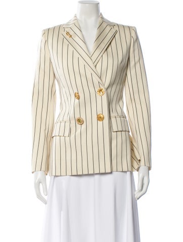 Pre-owned Schiaparelli Virgin Wool Striped Blazer In Neutral