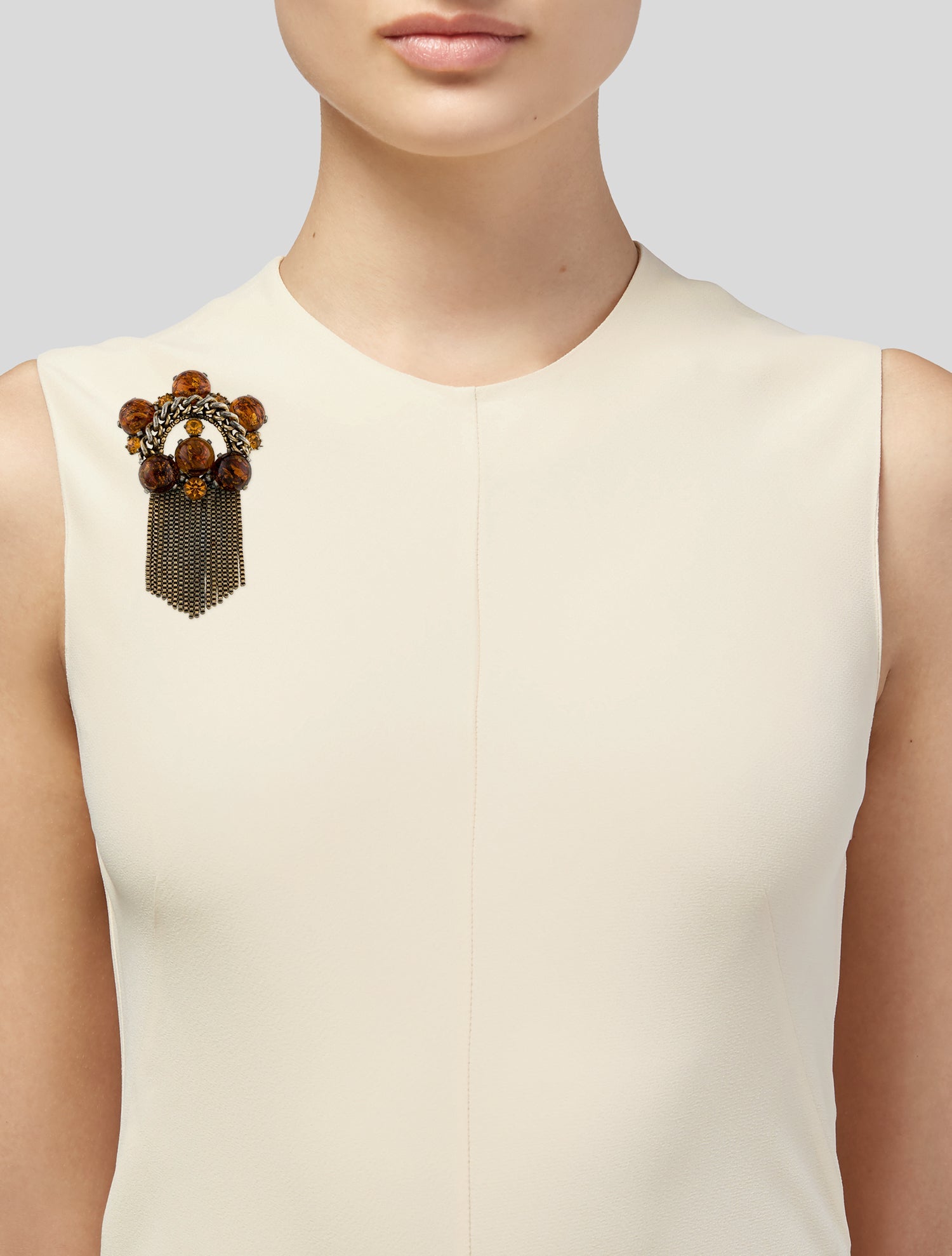 Schiaparelli Vintage Crystal & Resin Tassel Brooch Pin