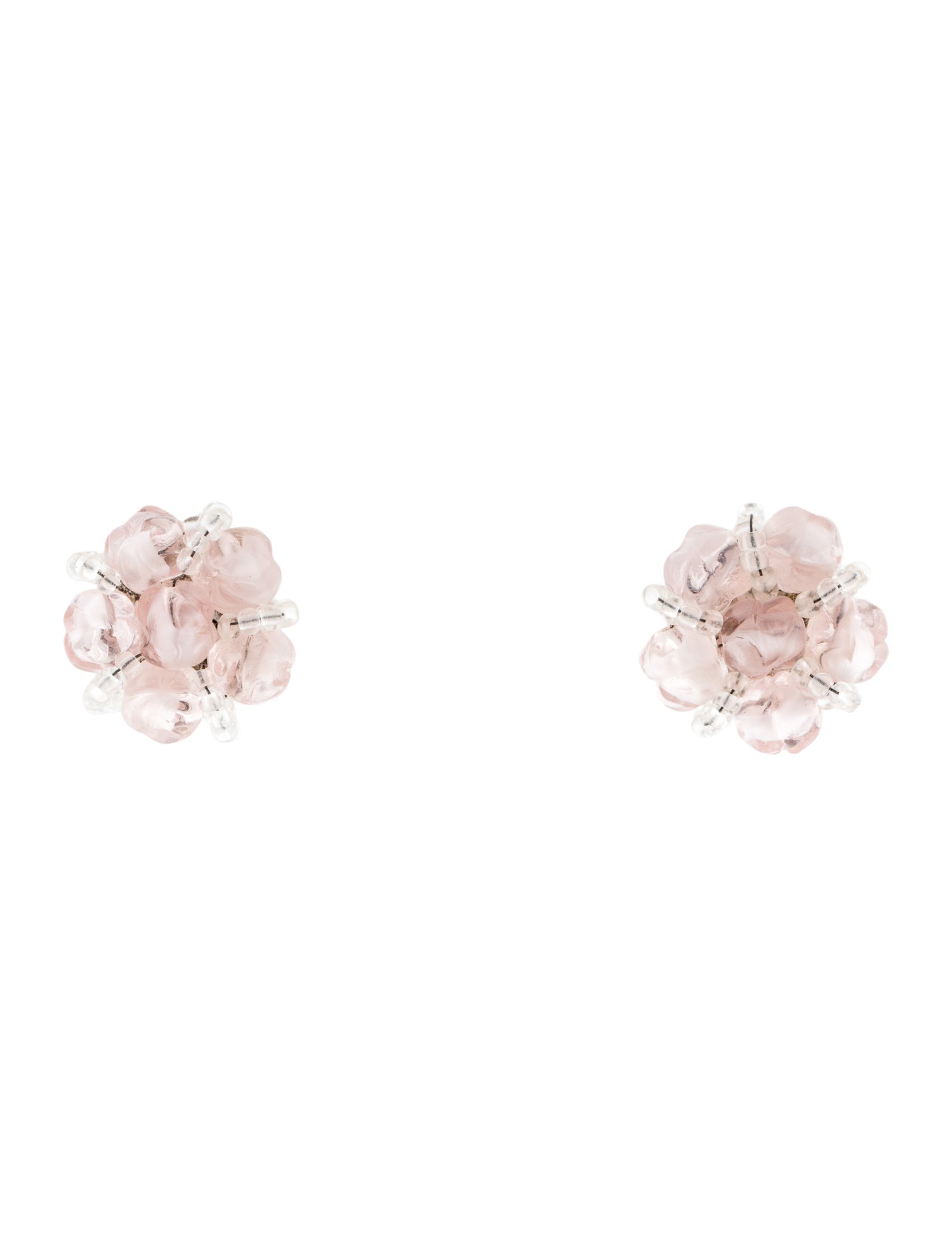 Schiaparelli Resin & Bead Cherry Blossom Flower Clip-On Earrings