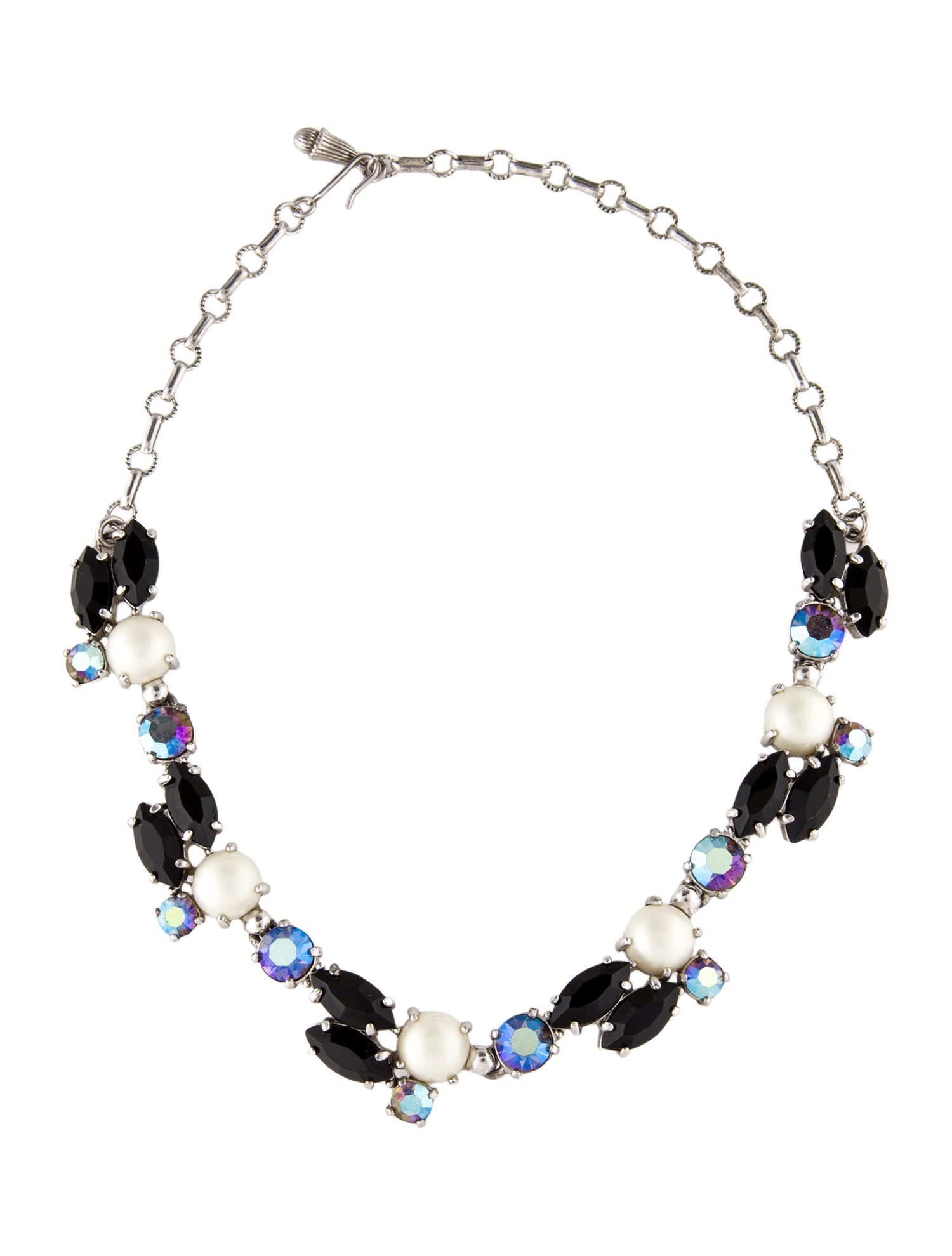 Schiaparelli Faux Pearl & Crystal Collar Necklace