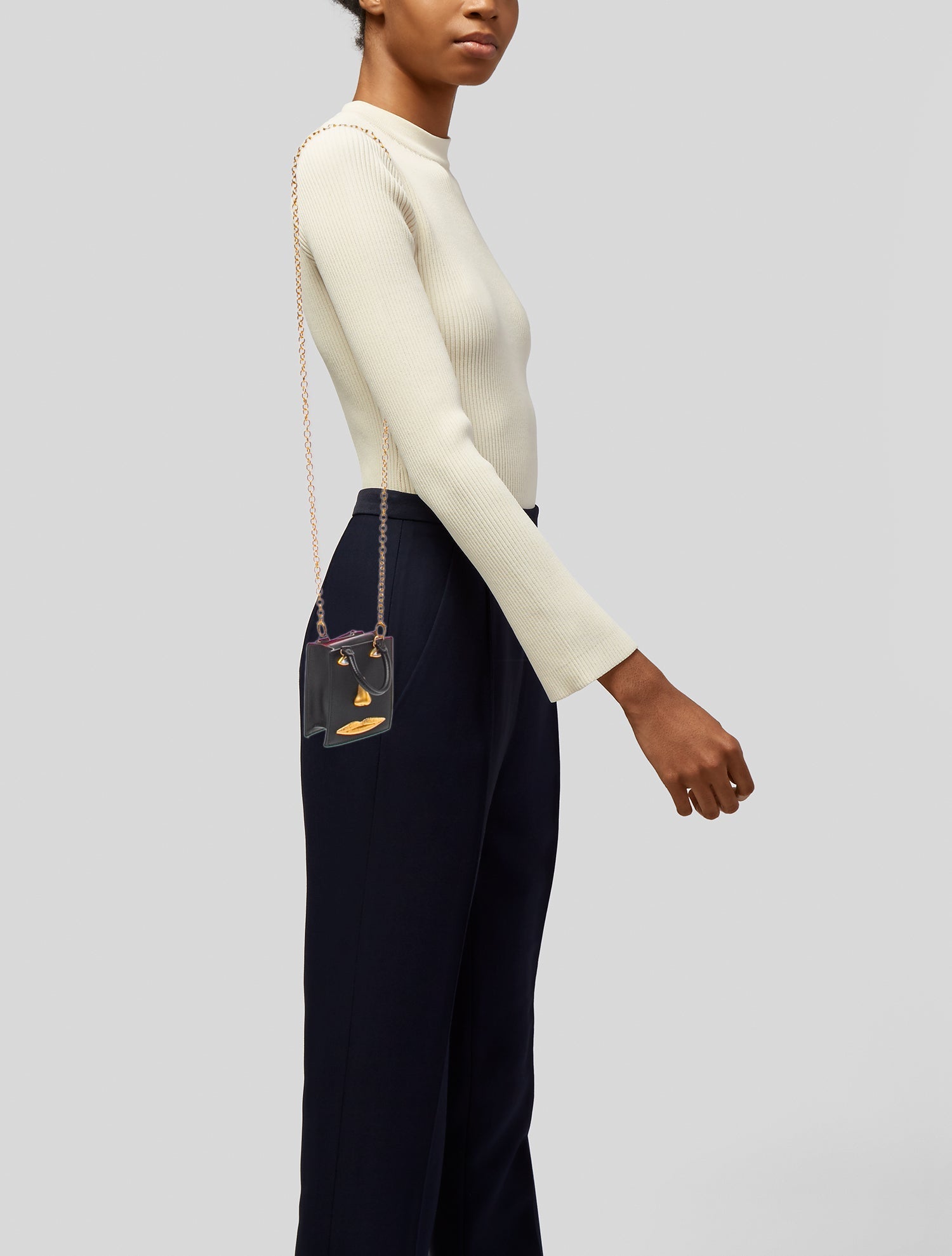 Schiaparelli Leather Face bag Micro