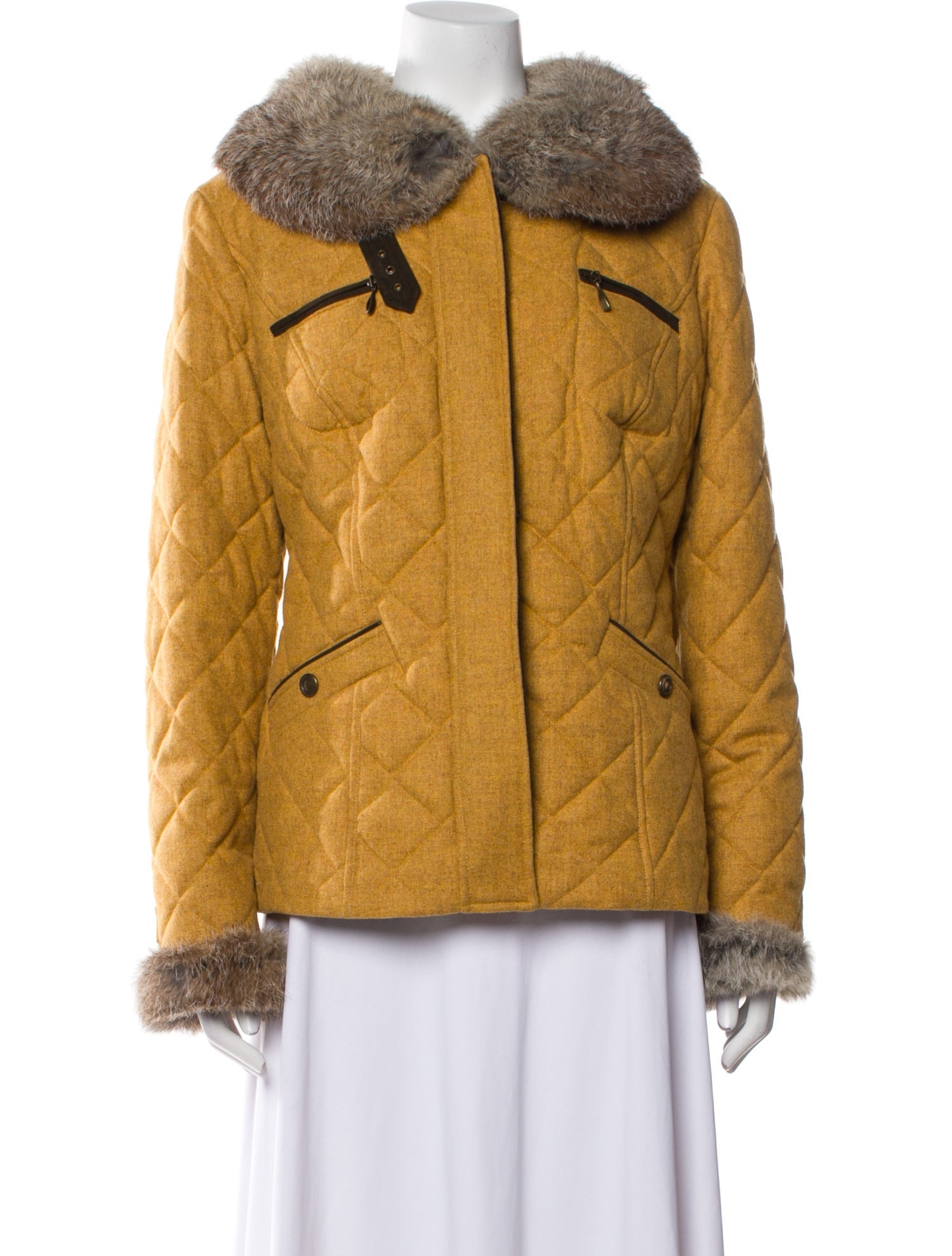 Schneiders Salzburg Virgin Wool Colorblock Pattern Faux Fur Jacket