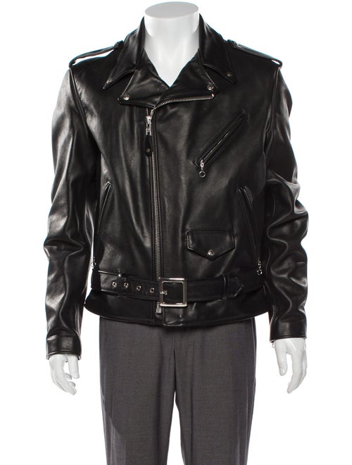 Schott NYC Calf Leather Moto Jacket Black