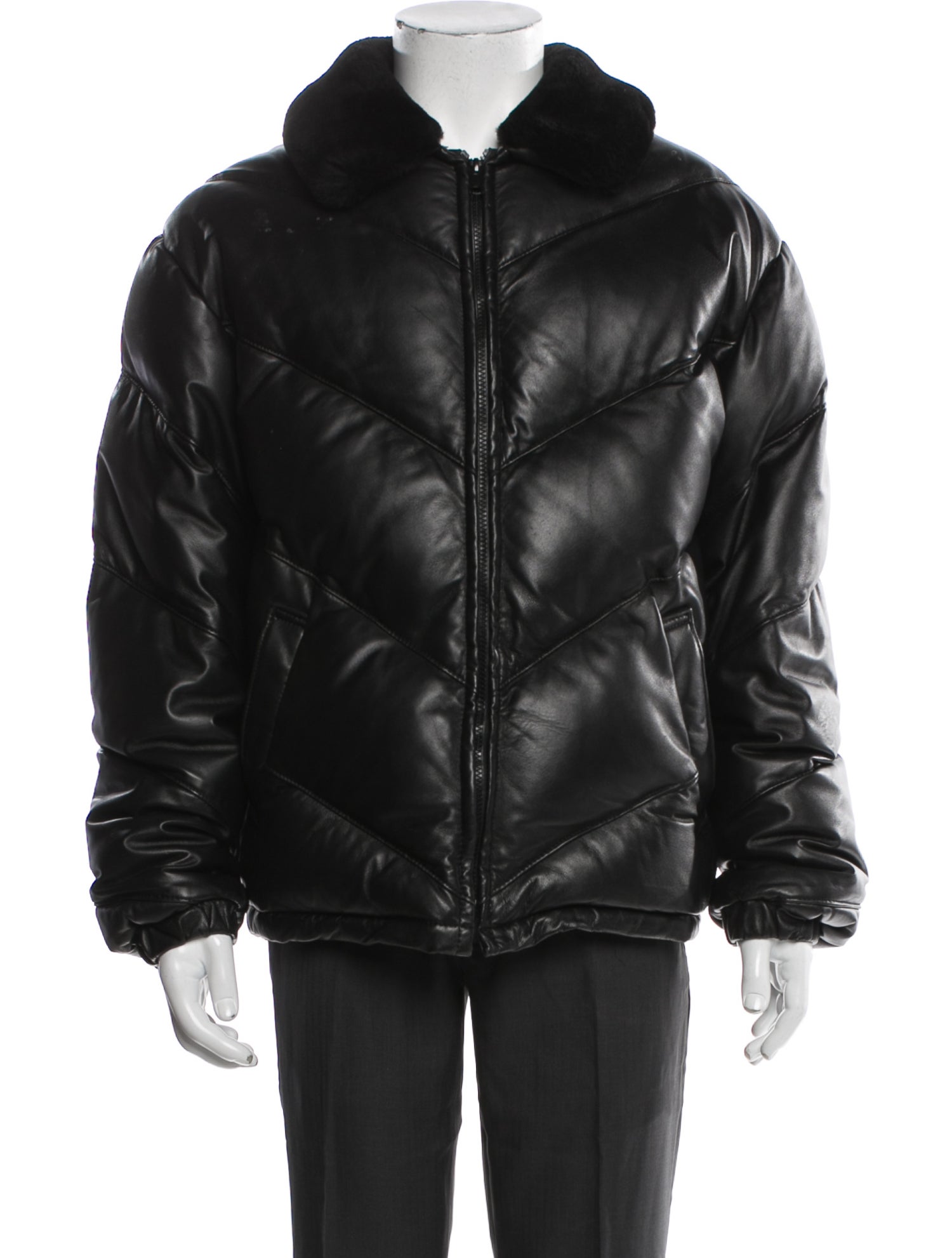 Schott NYC Leather Puffer Coat