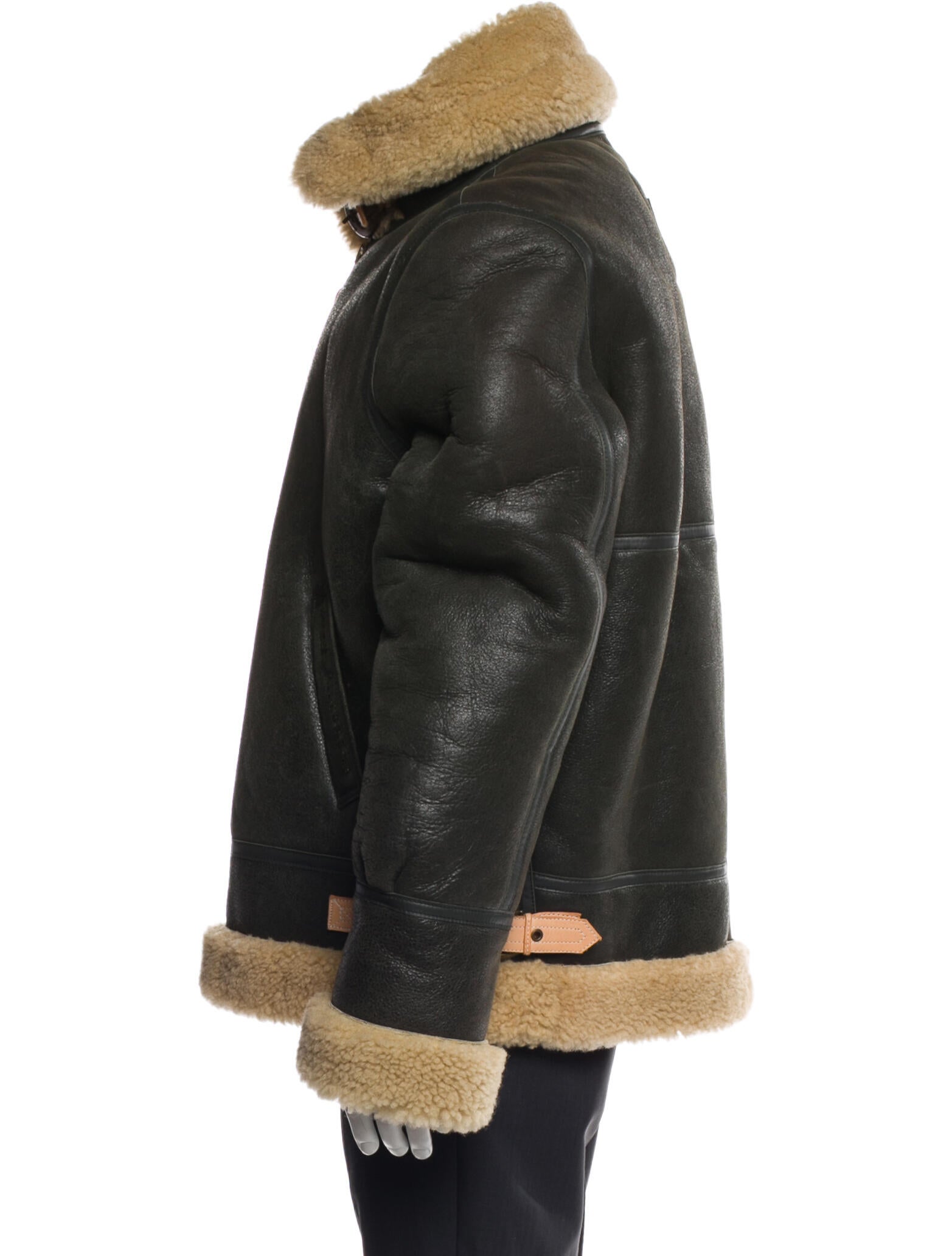Schott NYC Leather Colorblock Pattern Puffer Coat