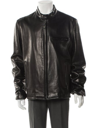 Schott NYC 530 Waxed Natural Pebbled Cowhide Café Leather Moto Jacket