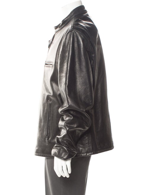 Schott NYC 530 Waxed Natural Pebbled Cowhide Café Leather Moto Jacket