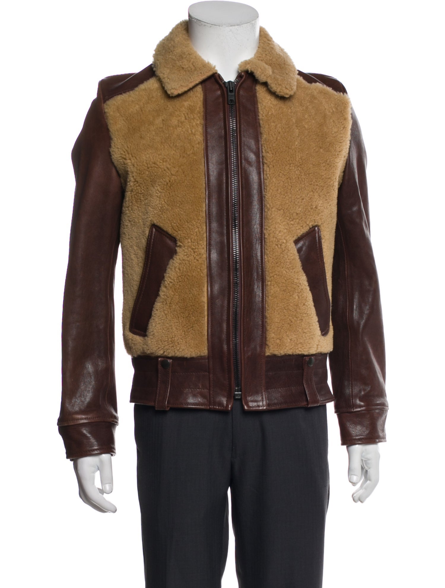 Schott NYC Lambskin Colorblock Pattern Moto Jacket