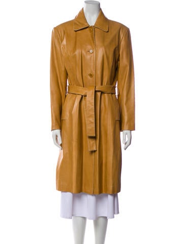 Pre-owned Schott Leather Trench Coat In Neutral