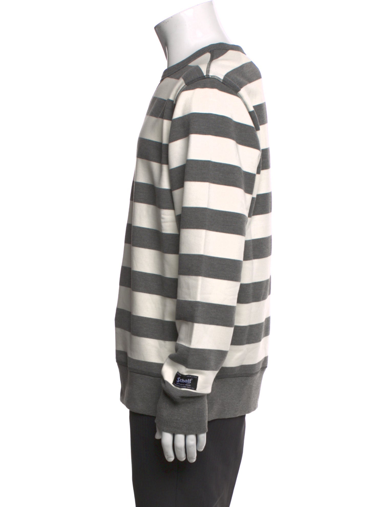 Schott NYC Striped Crew Neck Polo Sweater