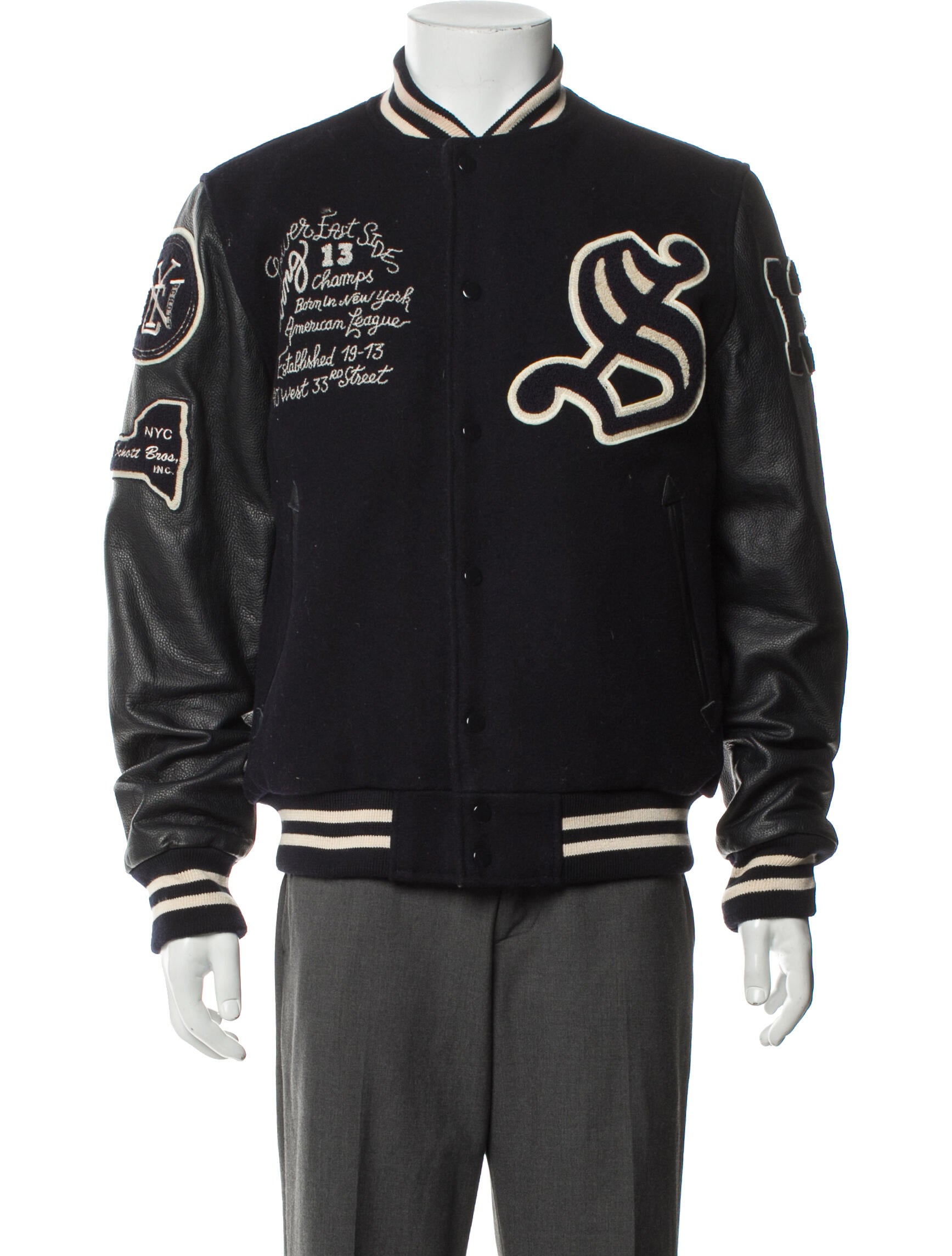 Schott NYC Wool Striped Varsity Jacket