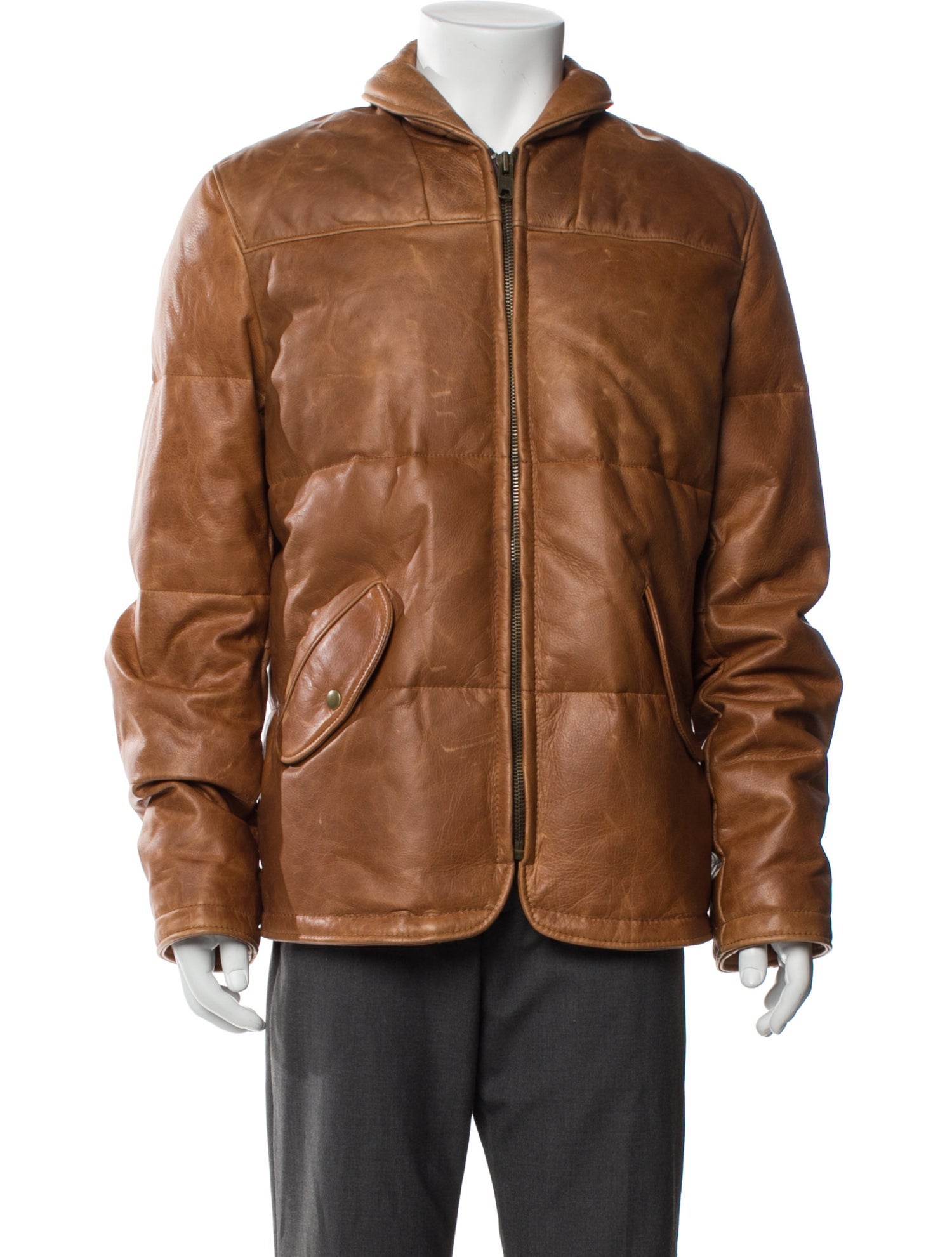Schott NYC Leather Puffer Coat
