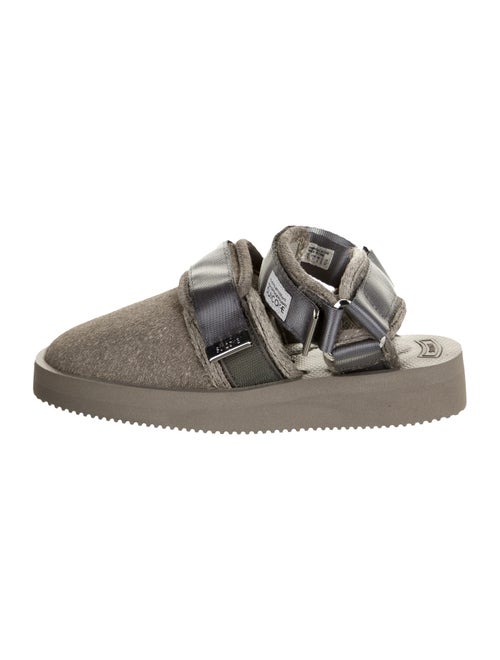 Suicoke Leather Slingback Flats Grey