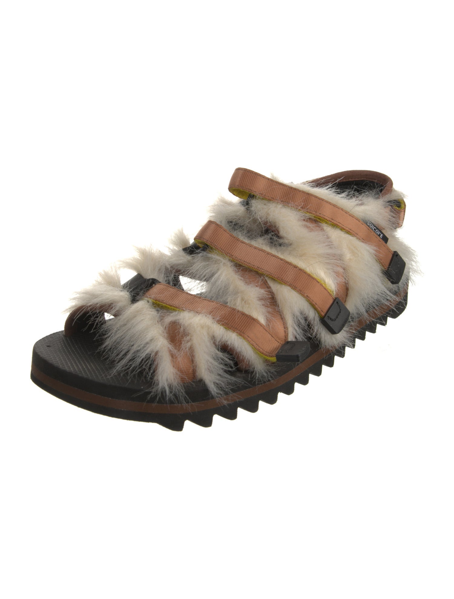 Suicoke Nylon Faux Fur Trim Sandals