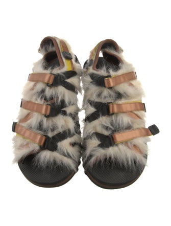 Suicoke Nylon Faux Fur Trim Sandals