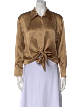 Secret Mission Silk Long Sleeve Button-Up Top