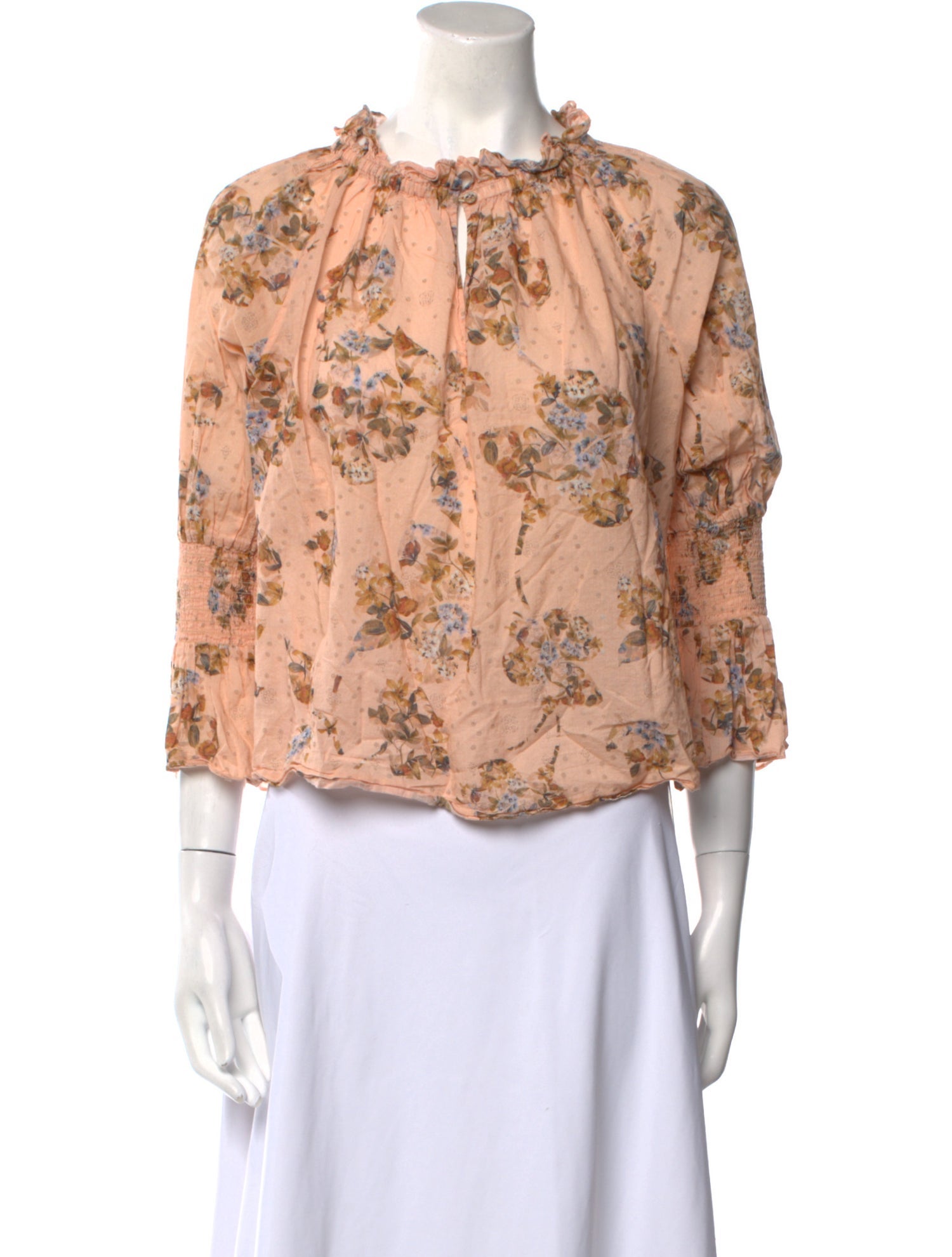 Secret Mission Floral Print Mock Neck Blouse