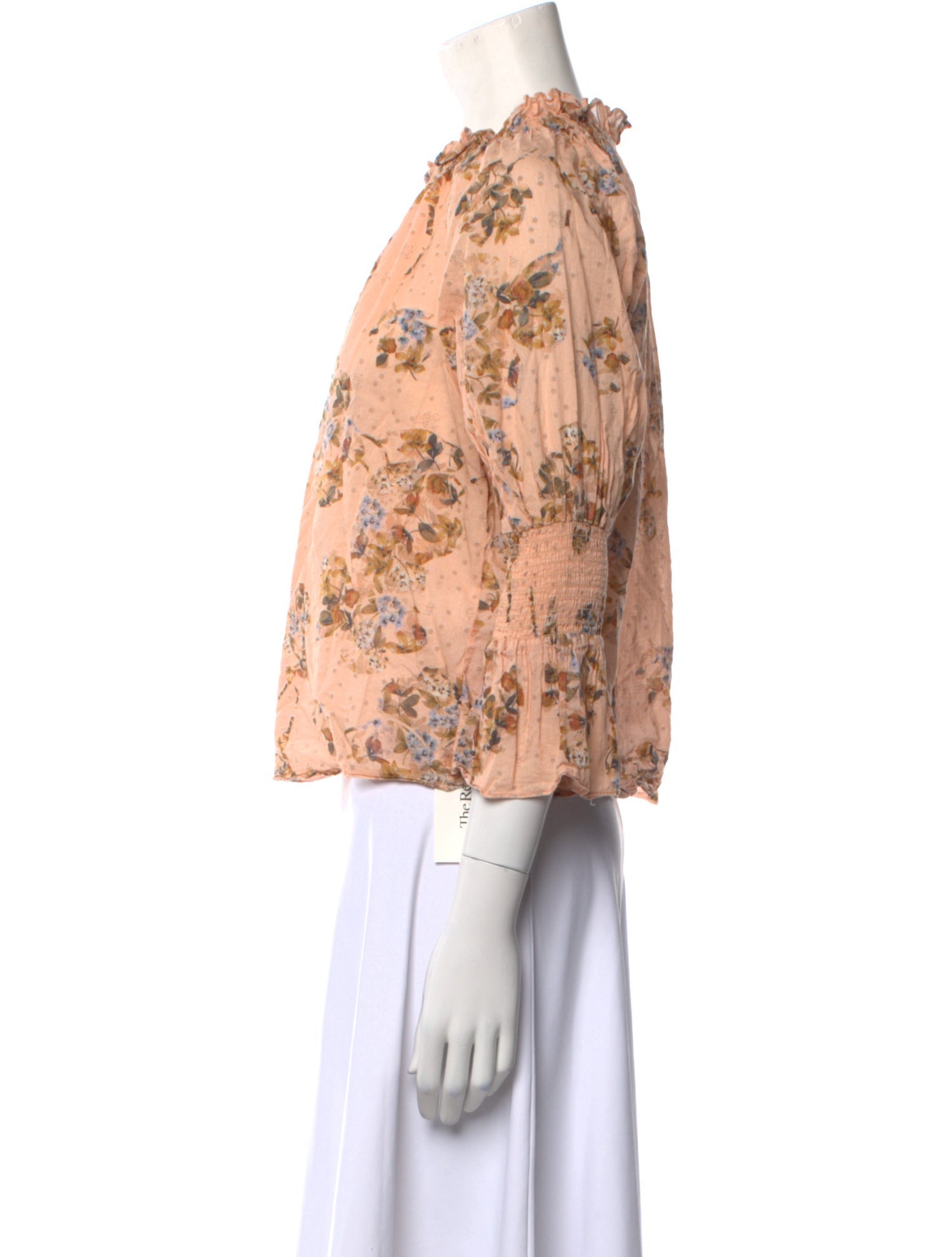 Secret Mission Floral Print Mock Neck Blouse