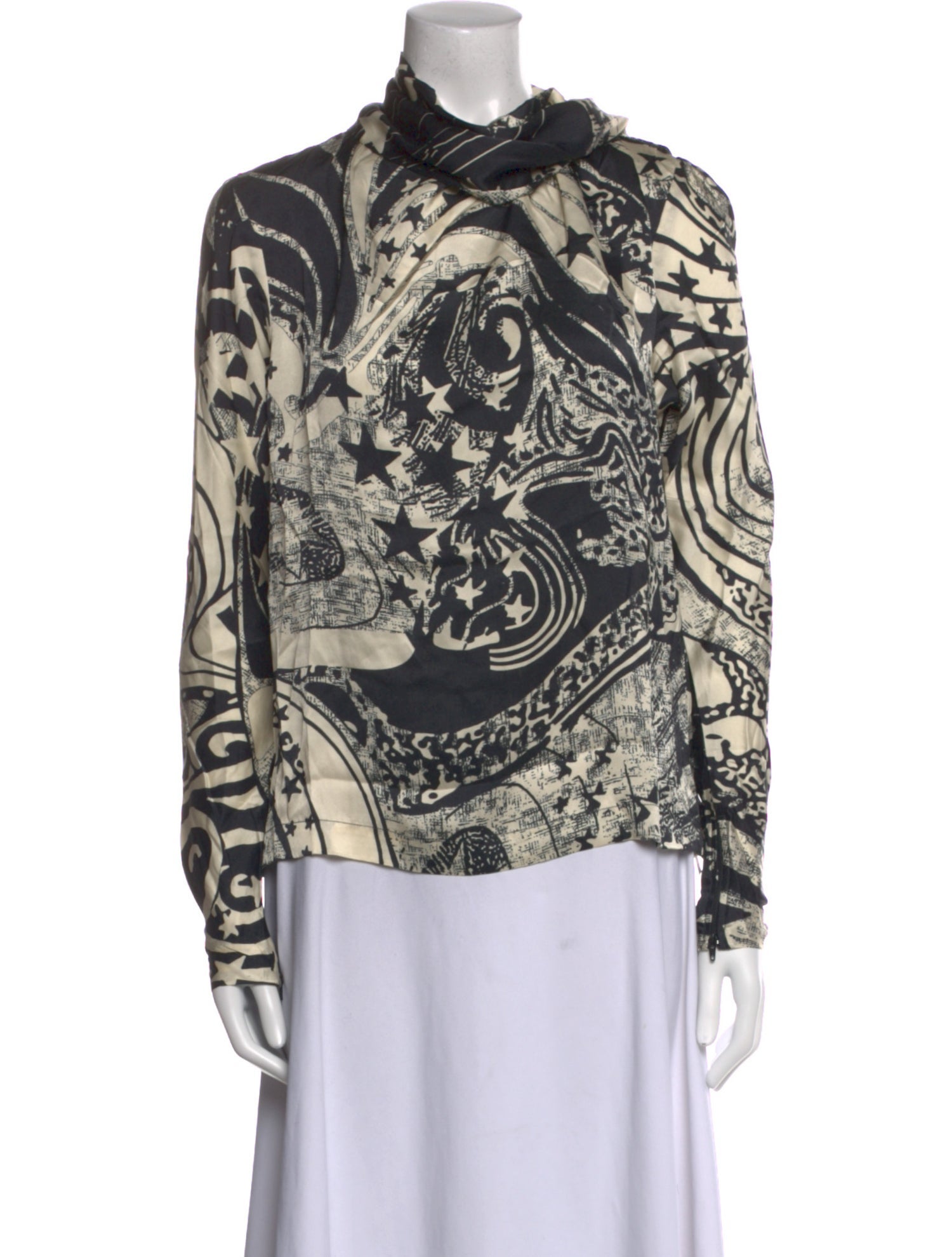 Secret Mission Silk Printed Blouse w/ Tags