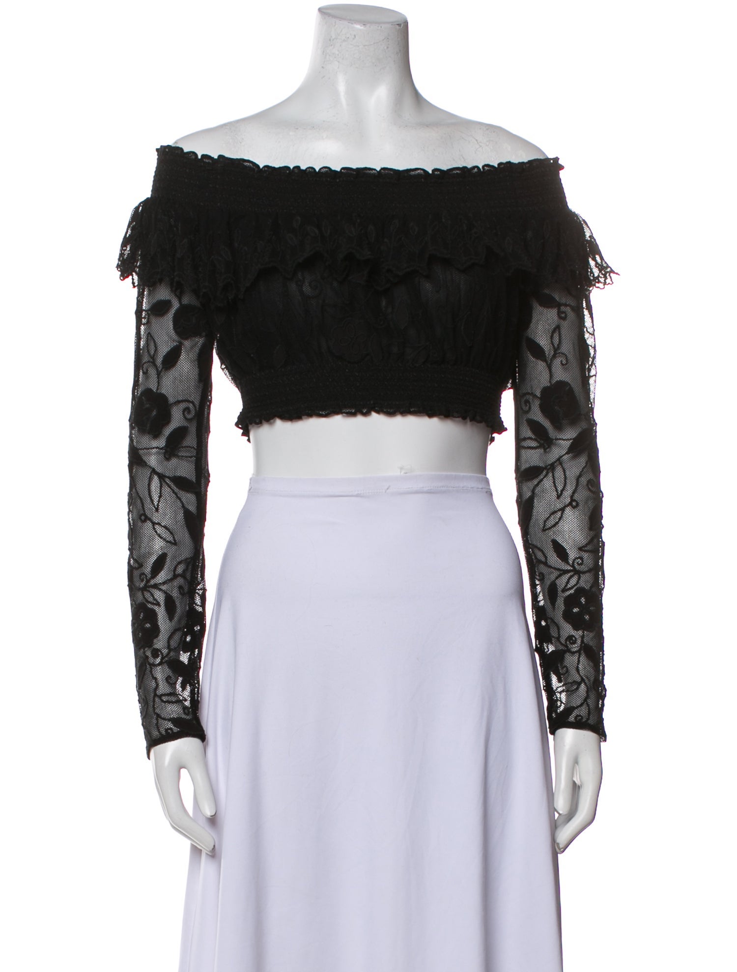 Secret Mission Off-The-Shoulder Long Sleeve Crop Top w/ Tags