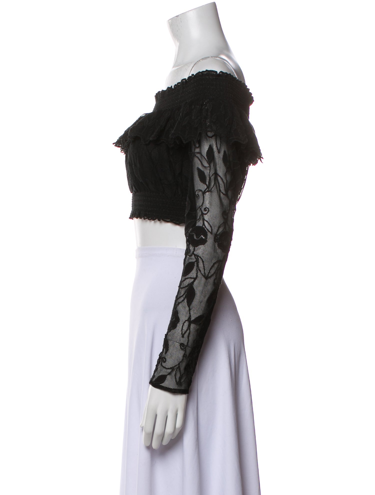 Secret Mission Off-The-Shoulder Long Sleeve Crop Top w/ Tags