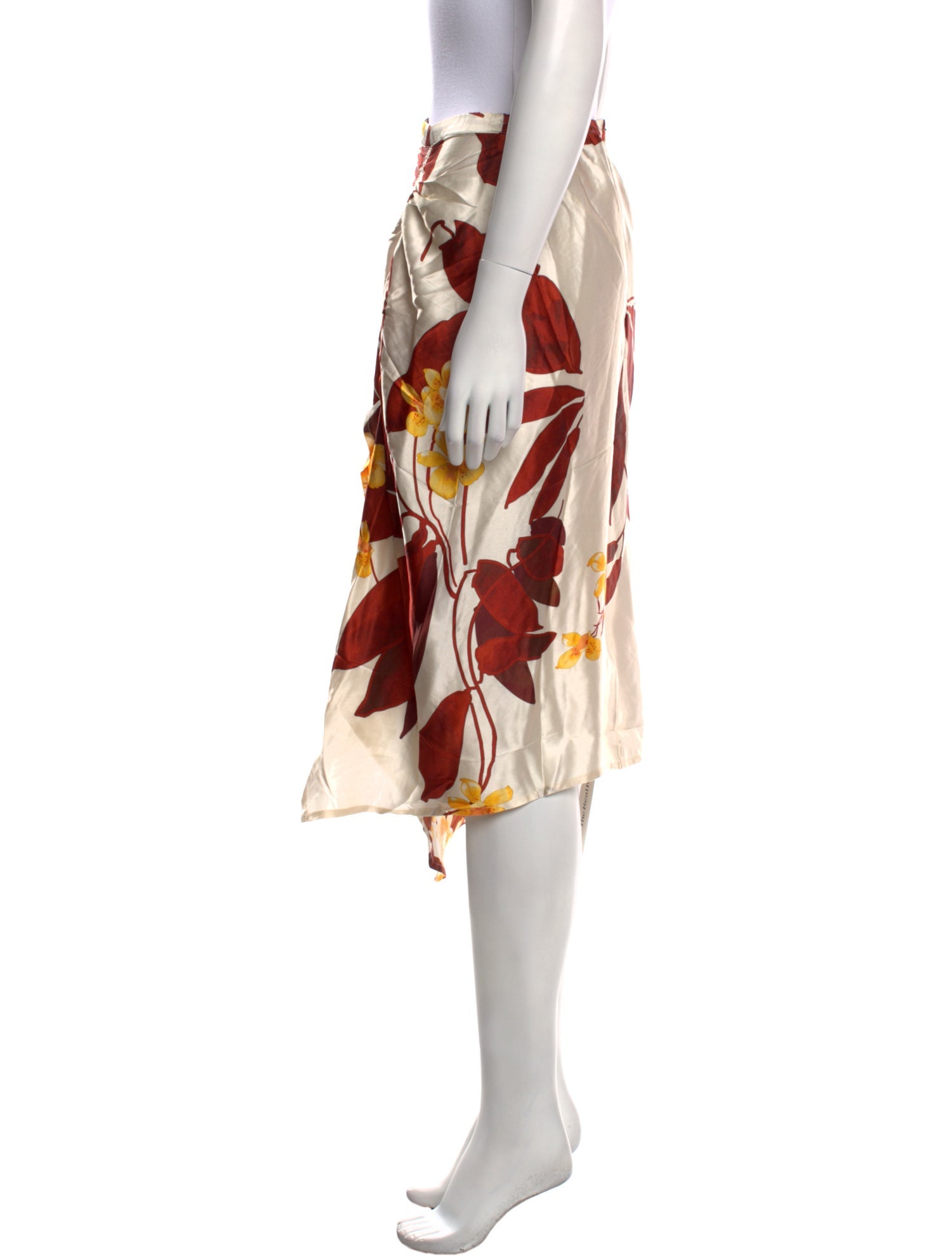 Secret Mission Silk Knee-Length Skirt