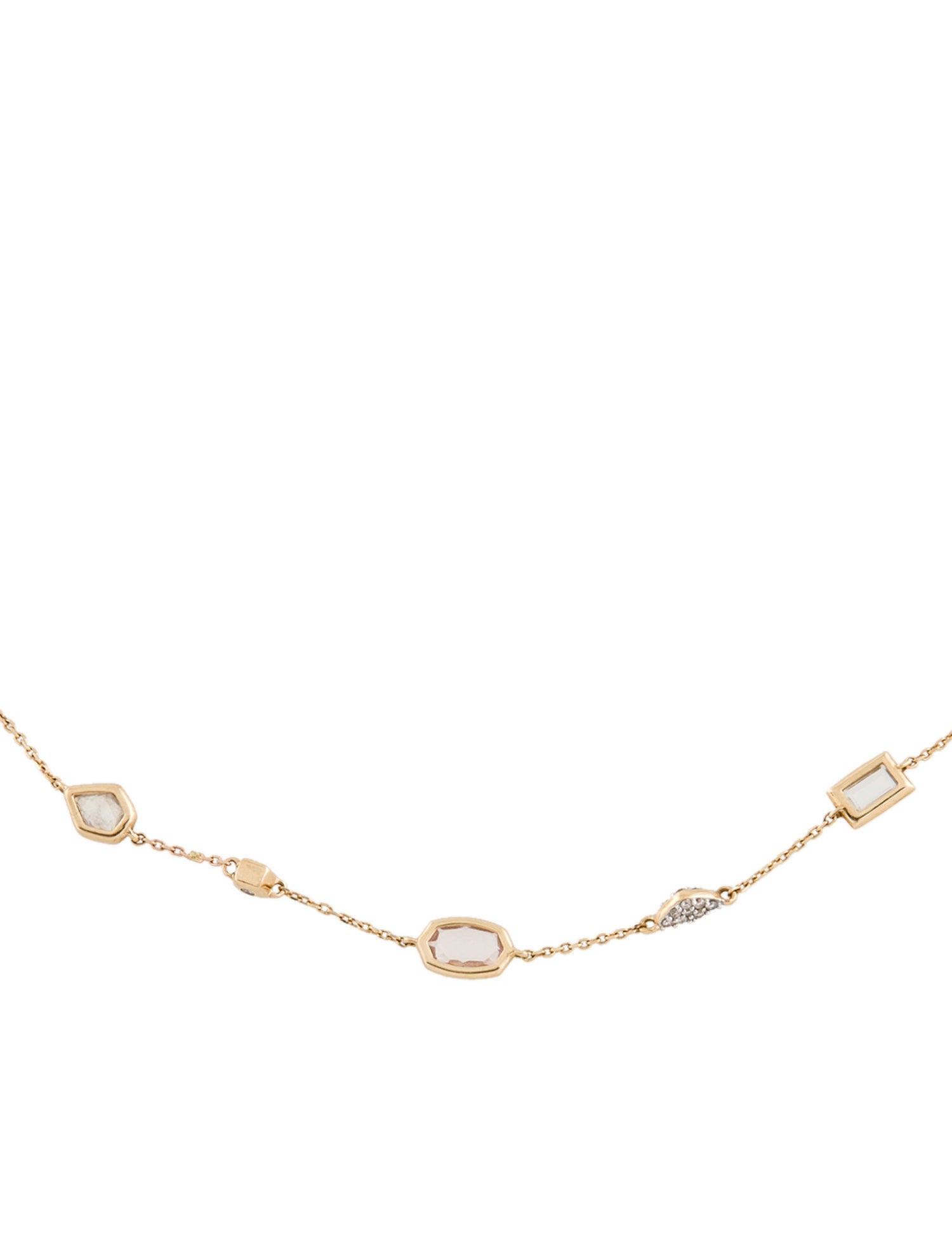 Kendra Scott 14K Topaz, Moonstone Labradorite, Rose Quartz & Diamond Station Necklace