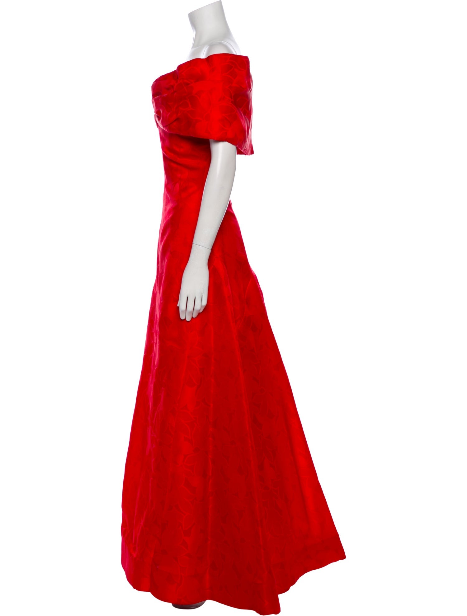 Scaasi Boutique Off-The-Shoulder Long Dress