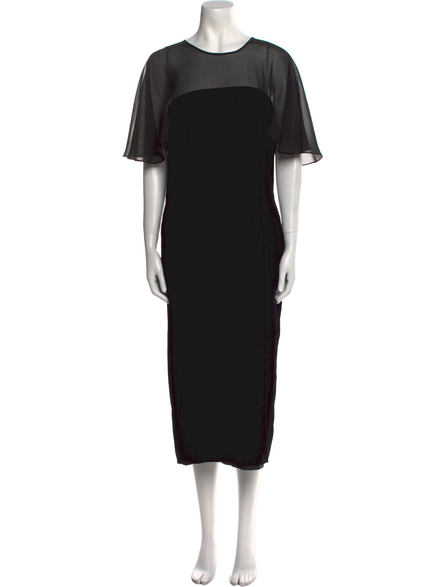 Scaasi Boutique Crew Neck Long Dress