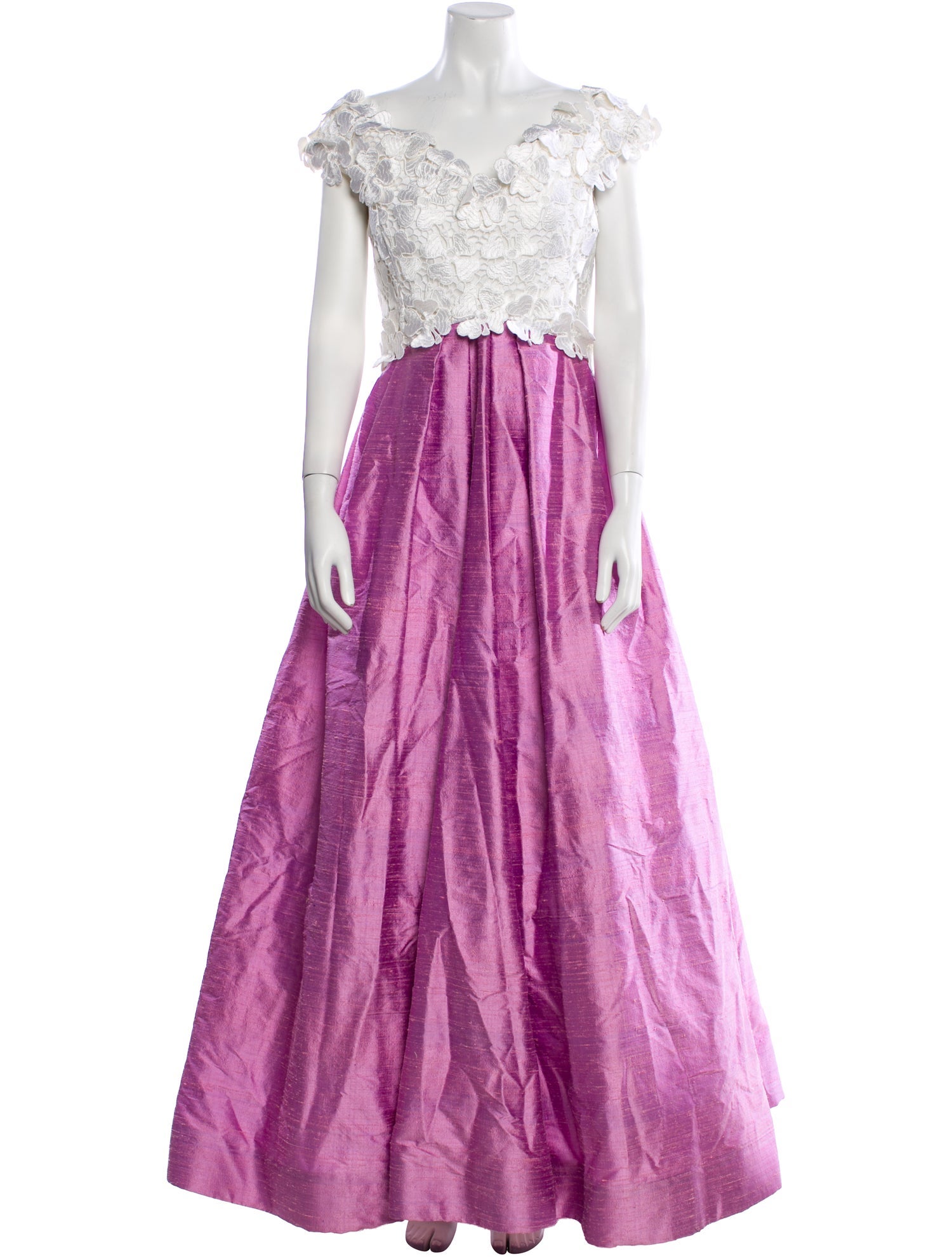 Scaasi Boutique Lace Pattern Long Dress