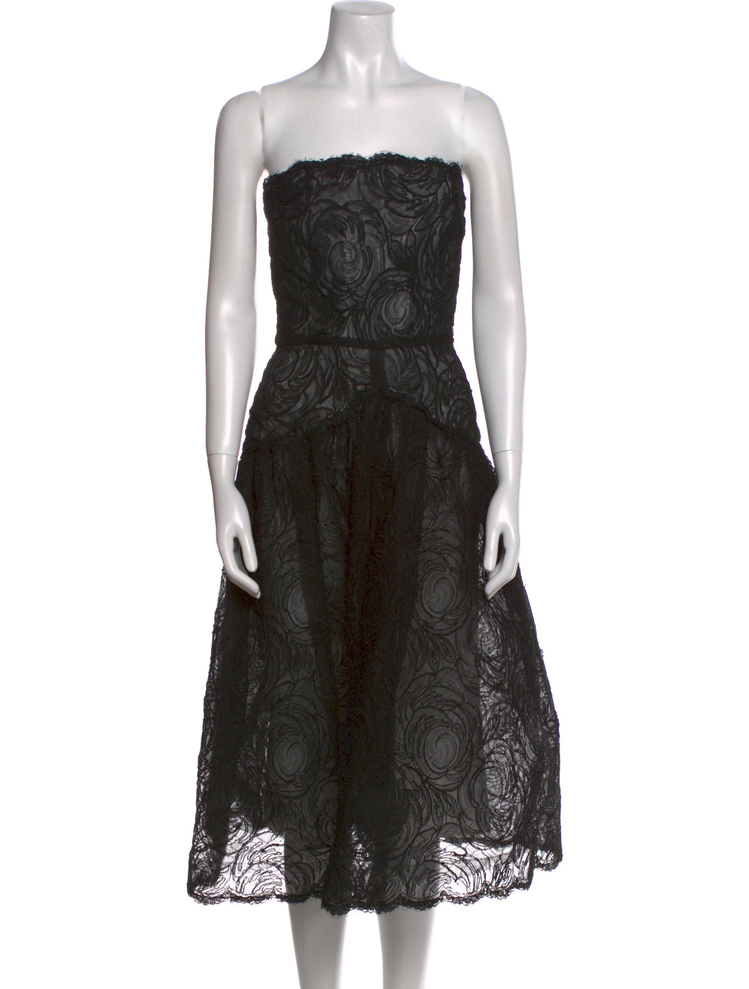 Scaasi Boutique Lace Pattern Knee-Length Dress