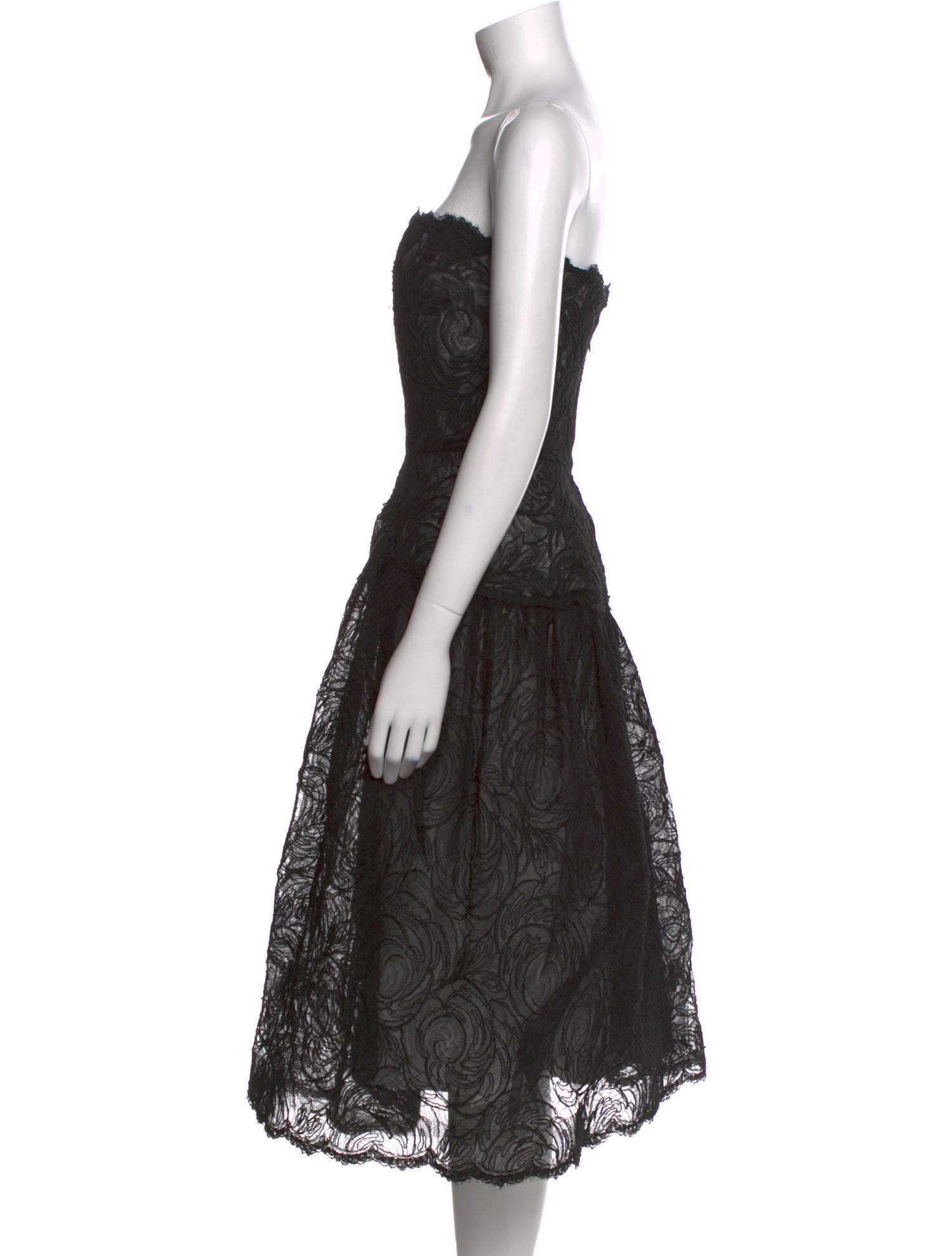 Scaasi Boutique Lace Pattern Knee-Length Dress