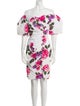 Scaasi Boutique Floral Print Knee-Length Dress