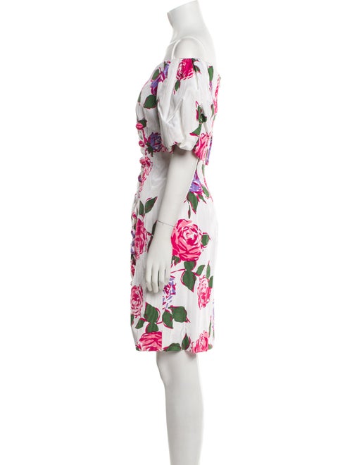 Scaasi Boutique Floral Print Knee-Length Dress