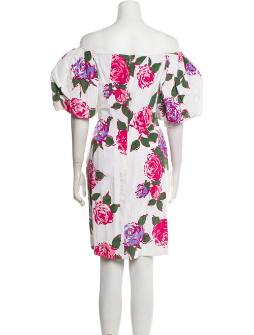 Scaasi Boutique Floral Print Knee-Length Dress