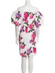Scaasi Boutique Floral Print Knee-Length Dress