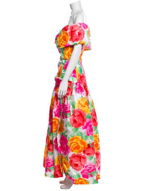 Scaasi Boutique Floral Print Long Dress