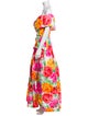 Scaasi Boutique Floral Print Long Dress