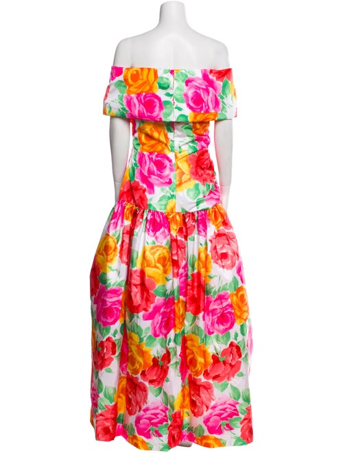 Scaasi Boutique Floral Print Long Dress